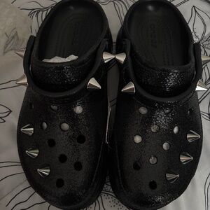 NEW Crocs classic bae glitter stud women’s wedge clogs